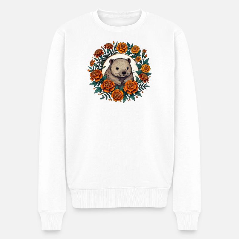 Otter Bloom Circle - Männer Premium Bio Pullover - Weiß