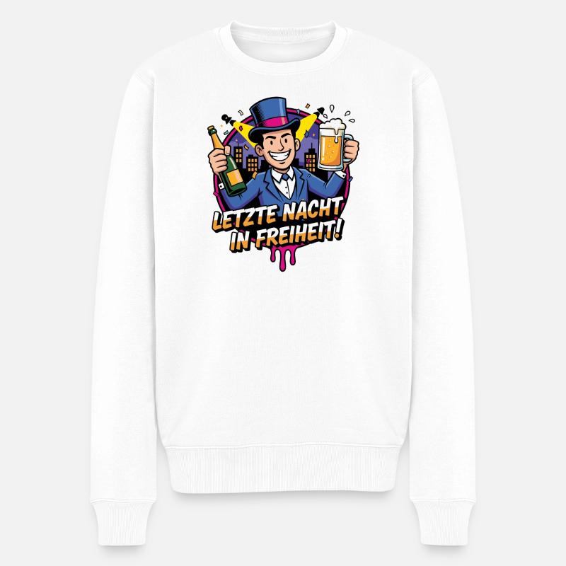 Letzte Nacht Freiheit Party - Männer Premium Bio Pullover - Weiß