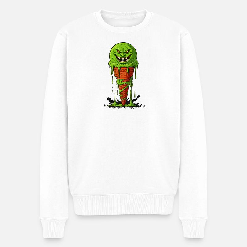 Monster Ace Cream Angriff - Männer Premium Bio Pullover - Weiß