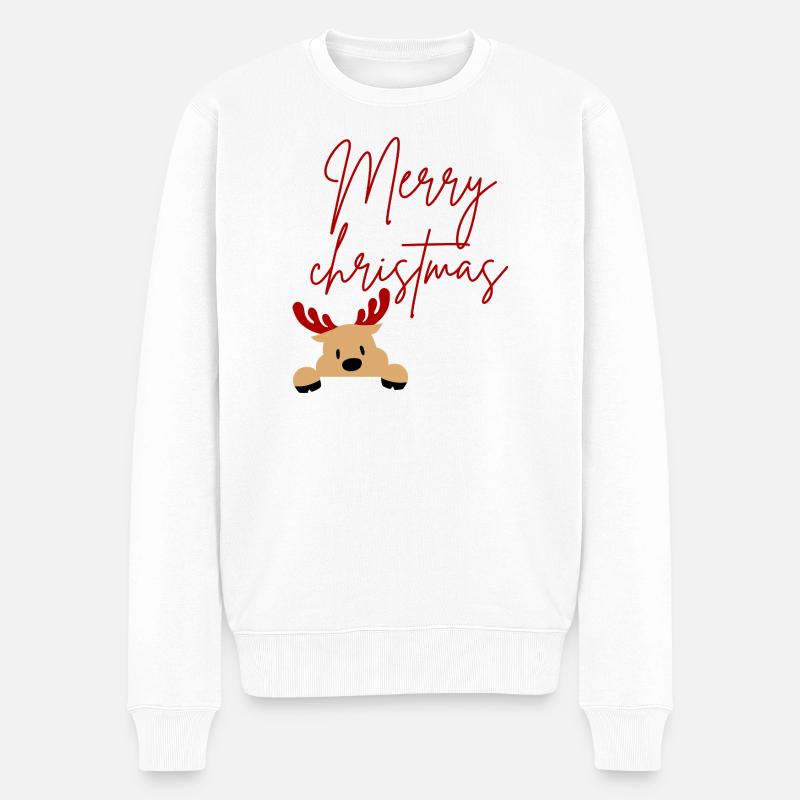 Frohe Weihnachten - Männer Premium Bio Pullover - Weiß