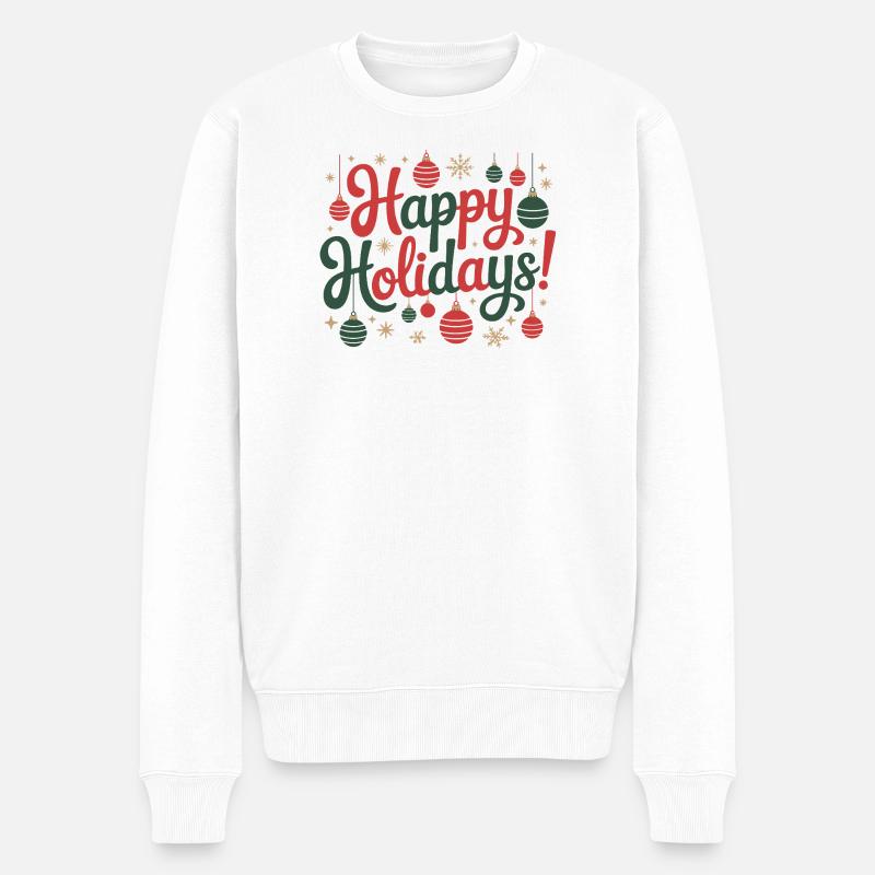 Happy Holidays Ornament-Skript - Männer Premium Bio Pullover - Weiß