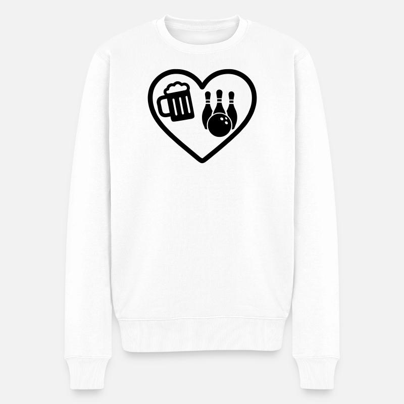 Heart Beer Bowling-Humor - Männer Premium Bio Pullover - Weiß