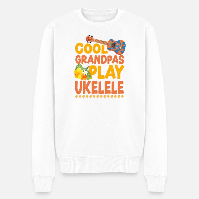 Ukulélé hawaïen uke Grand-parents cool - Pull Premium bio Homme - blanc