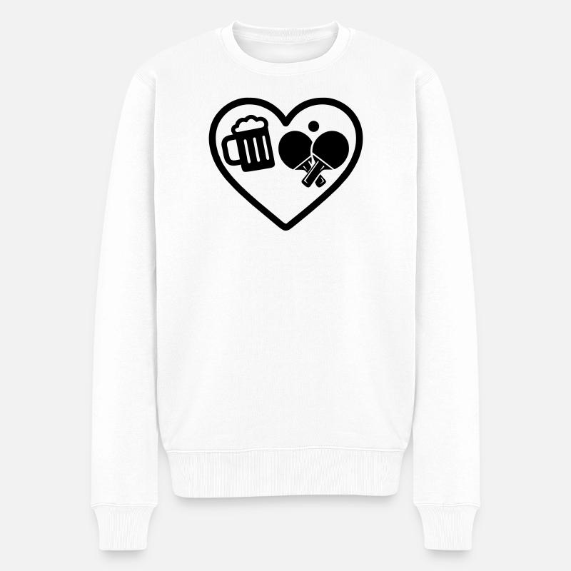 Heart Beer Tischtennis-Humor - Männer Premium Bio Pullover - Weiß