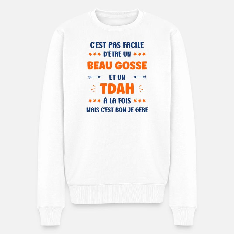 ADHS - Männer Premium Bio Pullover - Weiß