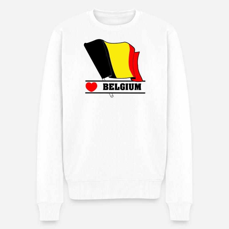 Drapeau belge avec cœur - Pull Premium bio Homme - blanc