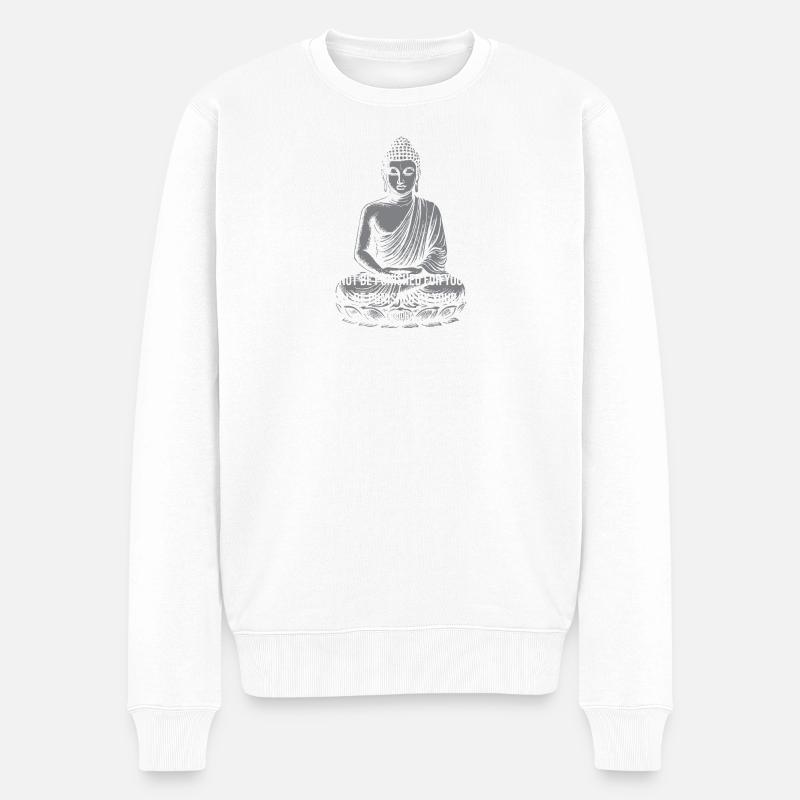 Buddha Calm Zitat-Tee - Männer Premium Bio Pullover - Weiß