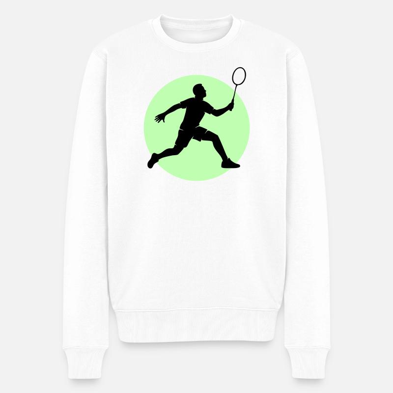 Badminton Spieler Vorhand - Männer Premium Bio Pullover - Weiß