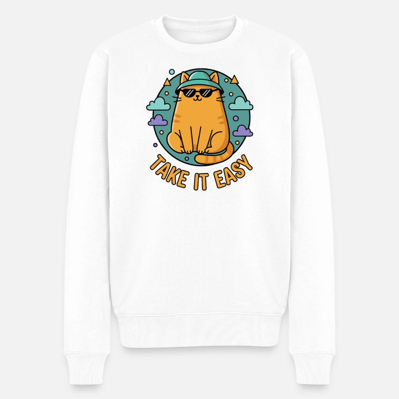 Chillkater avec des lunettes de soleil - Pull Premium bio Homme - blanc