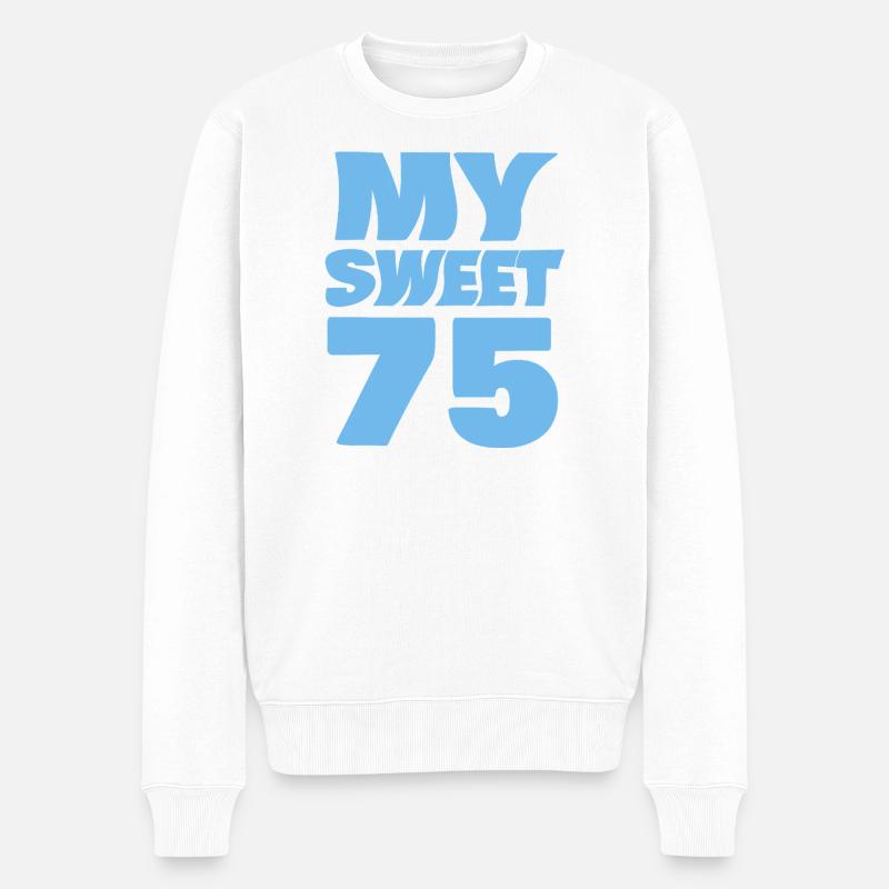Sweet 75 - Männer Premium Bio Pullover - Weiß