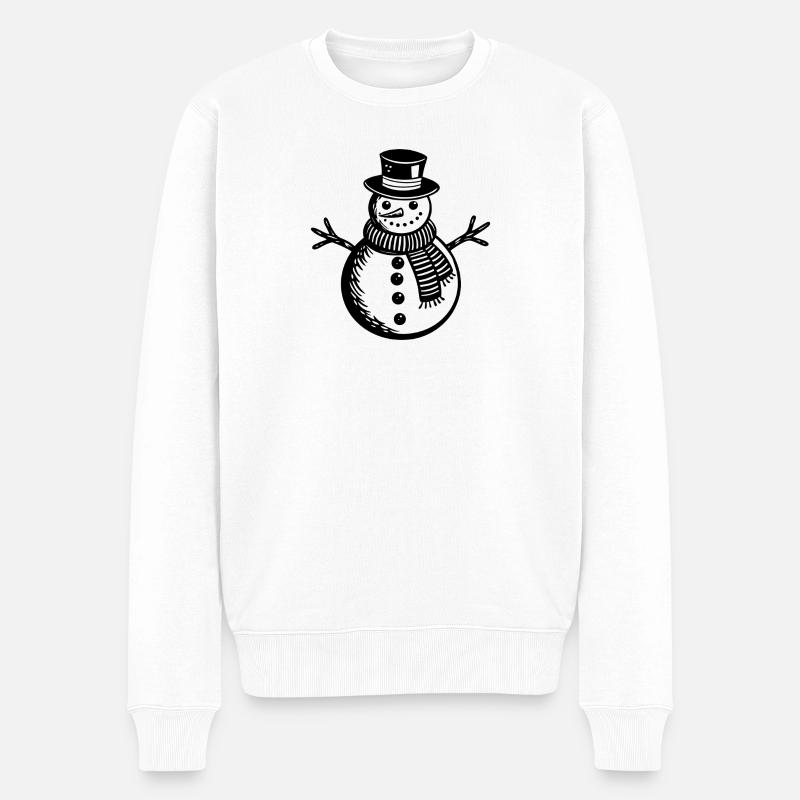 Schneemann - Männer Premium Bio Pullover - Weiß