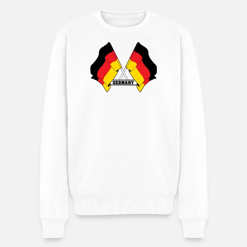 Deutschland Crossed Flags - Männer Premium Bio Pullover - Weiß
