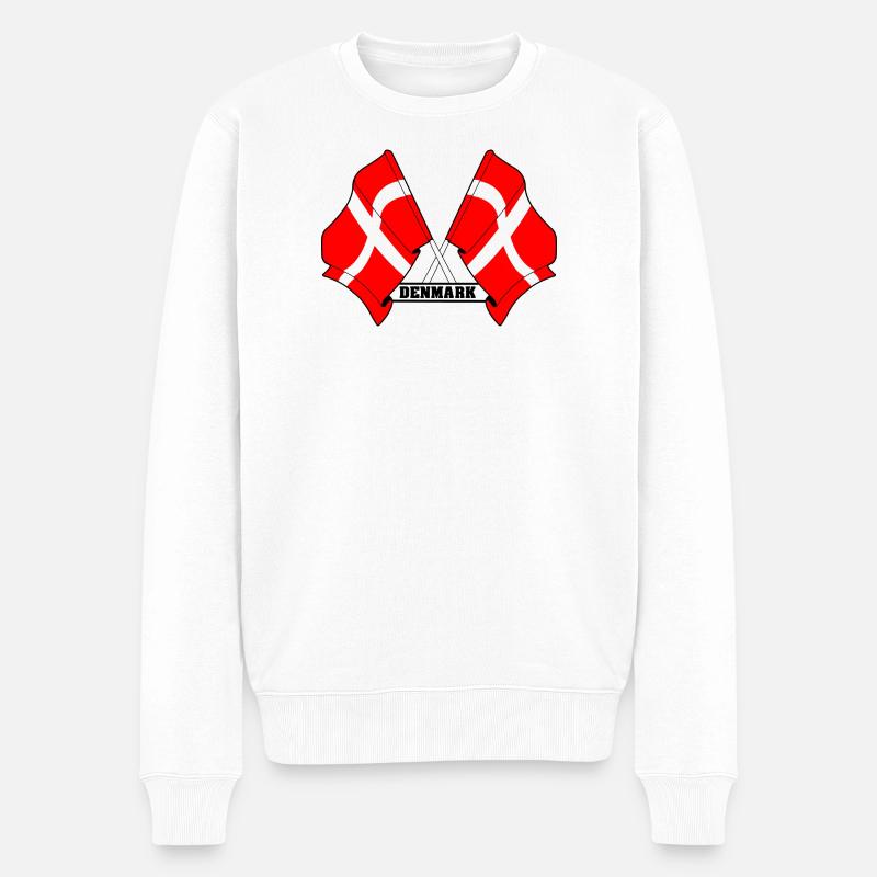 DANEMARK – Drapeaux croisés - Pull Premium bio Homme - blanc