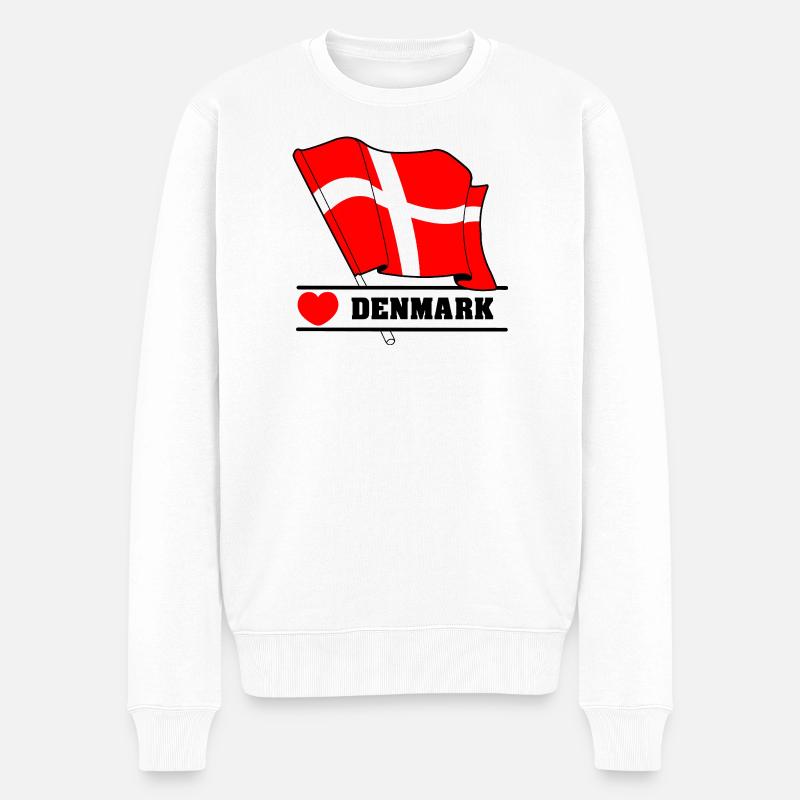 DANEMARK – Drapeau avec cœur - Pull Premium bio Homme - blanc
