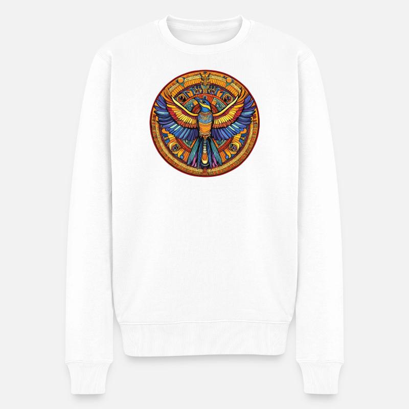 Phönix Mandala Feuerfächer - Männer Premium Bio Pullover - Weiß