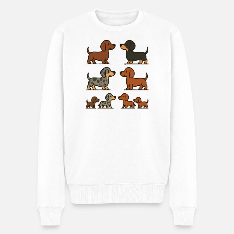 Dachshund Quartet Illustrationspaket - Männer Premium Bio Pullover - Weiß