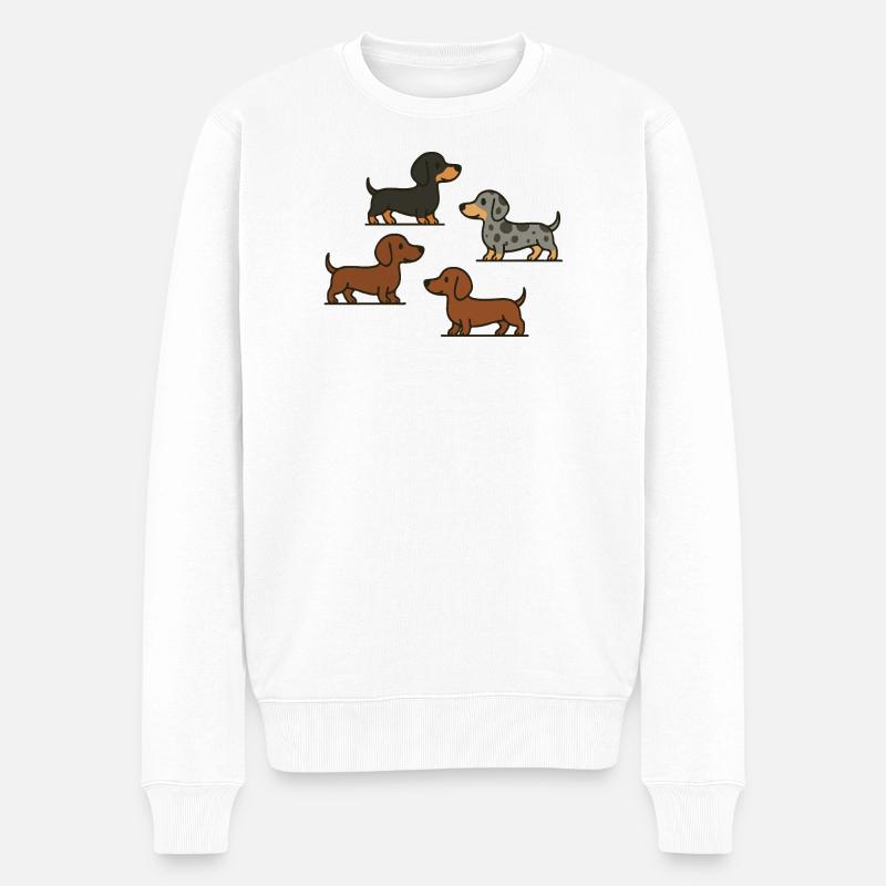 Dachshund Quartet: Spotted & Solid - Men's Premium Organic Jumper - white