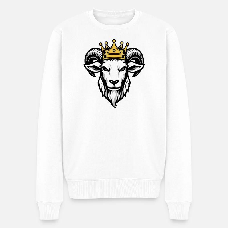 Graphique de couronne royale de chèvre - Pull Premium bio Homme - blanc