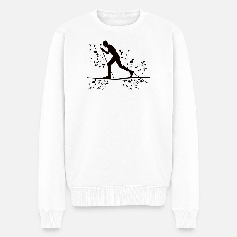 Skilangläufer Skilanglauf - Männer Premium Bio Pullover - Weiß