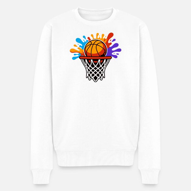 Basketball-Splash-Hoop-Burst - Männer Premium Bio Pullover - Weiß