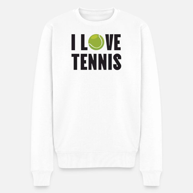 Ich liebe Tennis. - Männer Premium Bio Pullover - Weiß