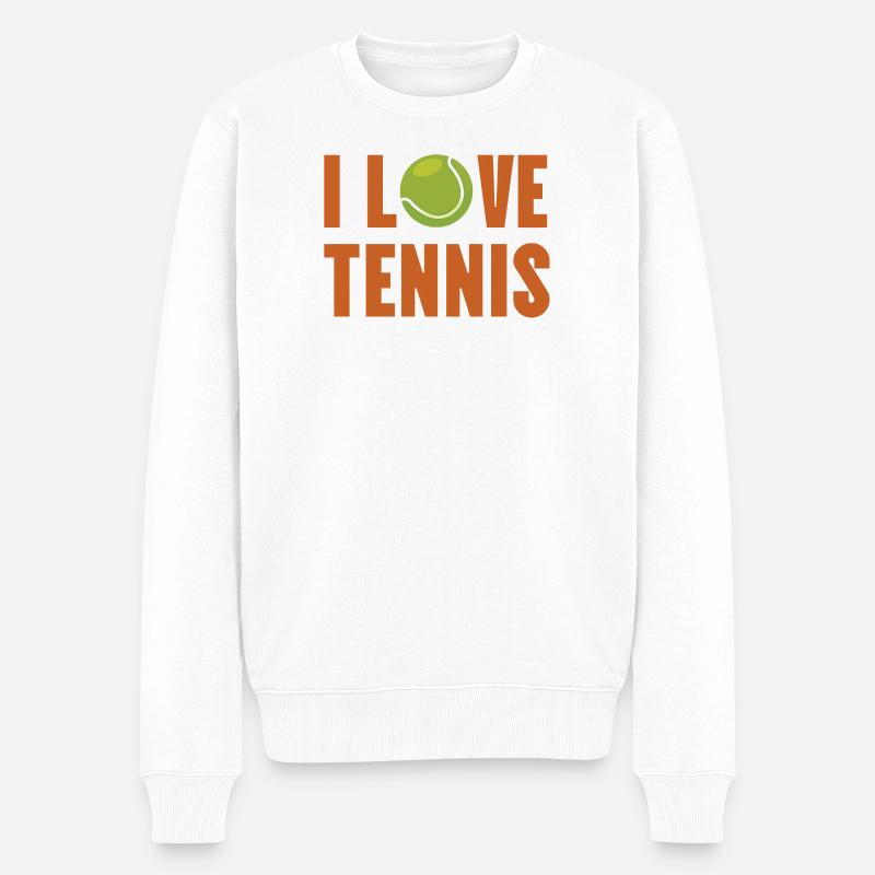 Ich liebe Tennis - Männer Premium Bio Pullover - Weiß