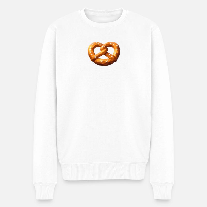 Low poly bretzel orange polygonal - Pull Premium bio Homme - blanc
