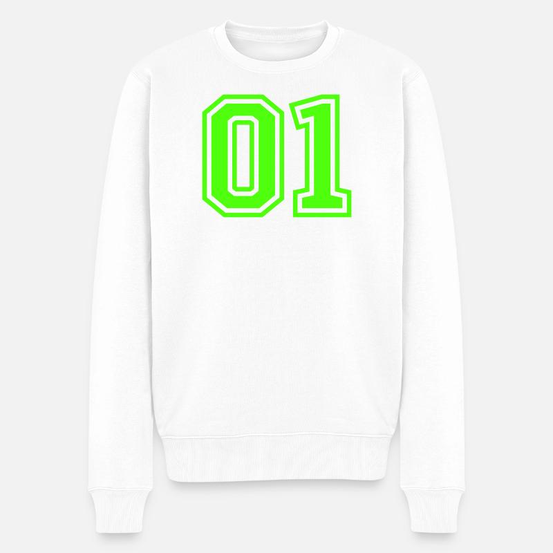  01 Zahl - Männer Premium Bio Pullover - Weiß