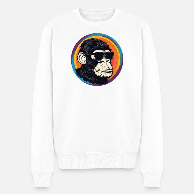 Bande dessinée Lunettes de Soleil Singe - Pull Premium bio Homme - blanc