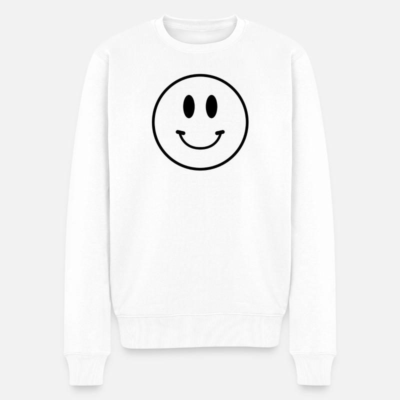 Smiley-Gesicht - Männer Premium Bio Pullover - Weiß