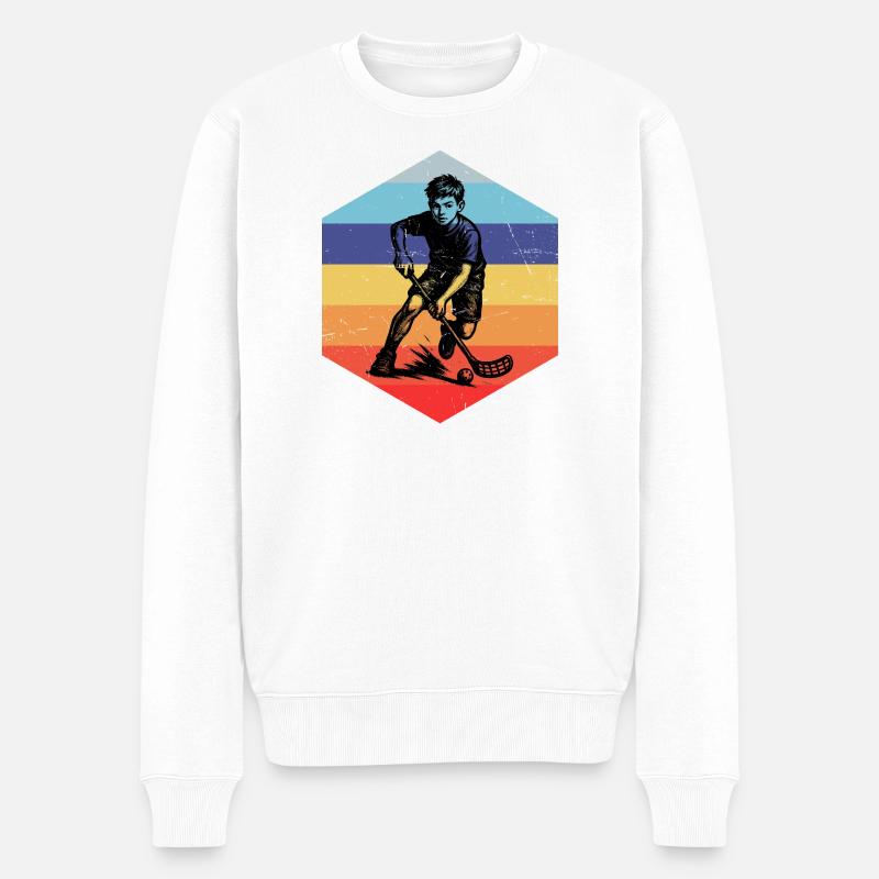 Einfach Floorball zeitloses Design - Männer Premium Bio Pullover - Weiß