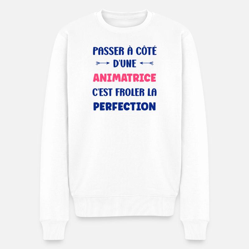 animatrice - Pull Premium bio Homme - blanc
