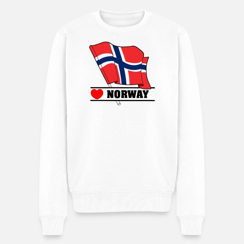 Norwegische Flagge mit Herz - Männer Premium Bio Pullover - Weiß