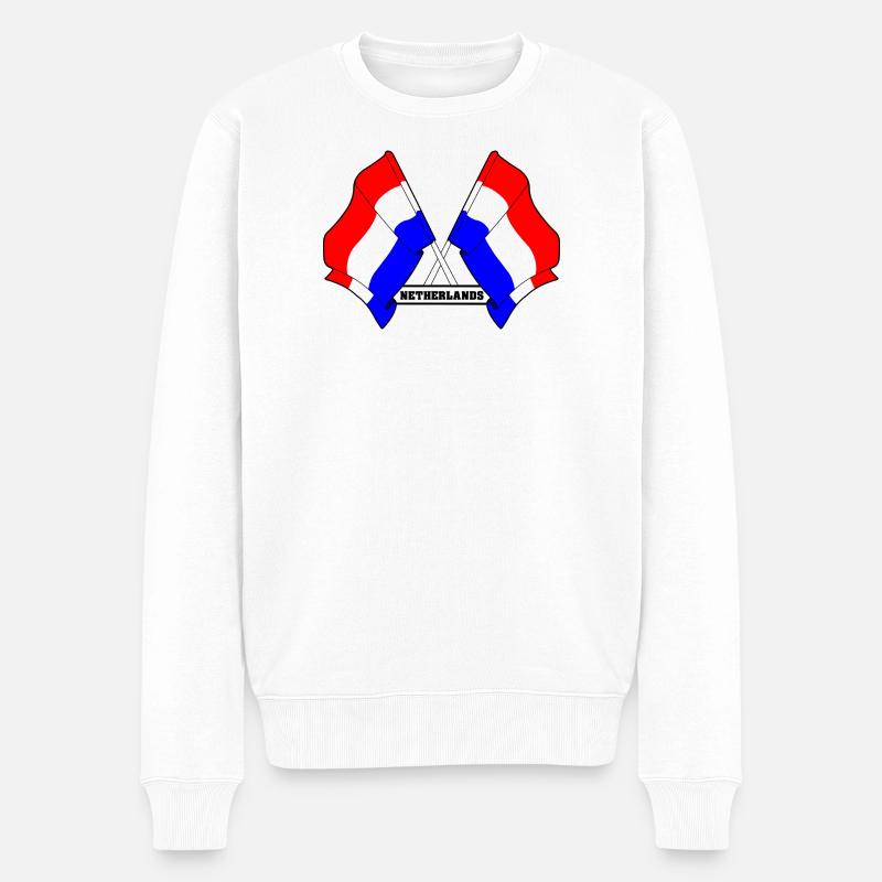 Kreuzende Flaggen der Niederlande - Männer Premium Bio Pullover - Weiß
