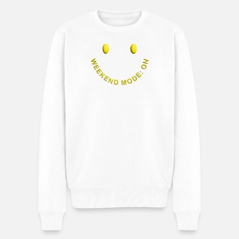 Weekend Mode ON Gute Laune Smile - Männer Premium Bio Pullover - Weiß