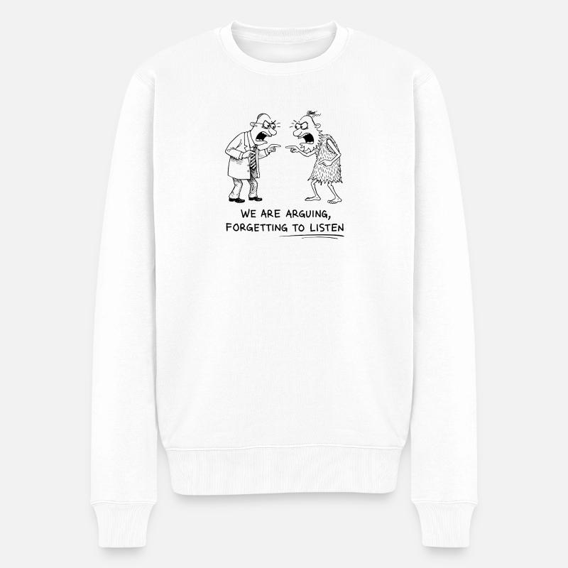Streit und Zuhören Dialog - Männer Premium Bio Pullover - Weiß
