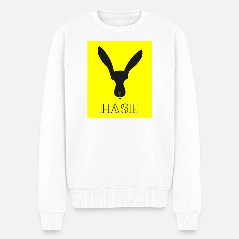 Hase Silhouette Gelb Kontrast - Männer Premium Bio Pullover - Weiß