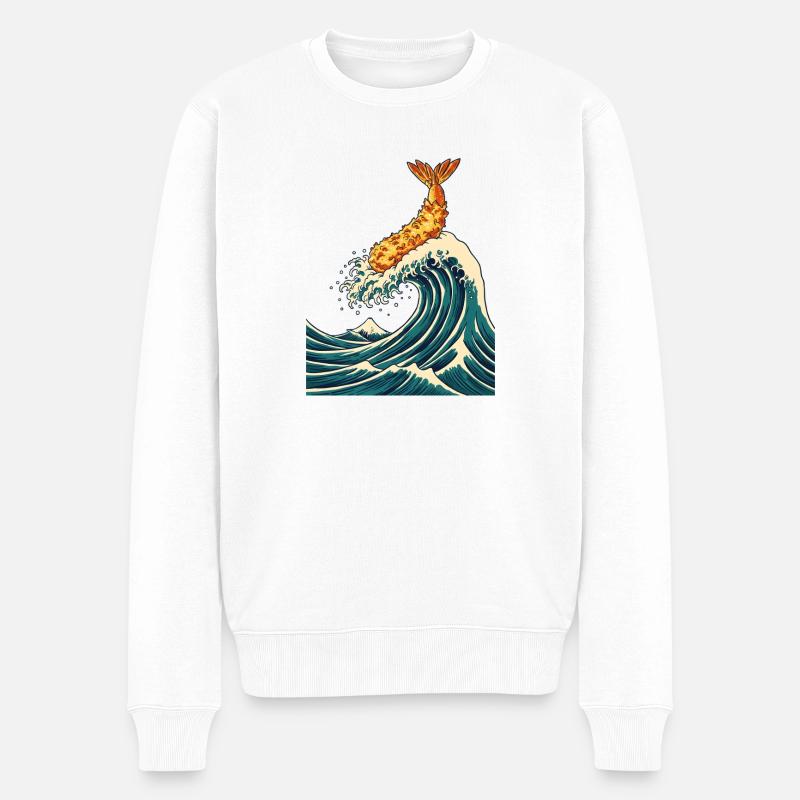 La Grande Vague de Tempura - Pull Premium bio Homme - blanc