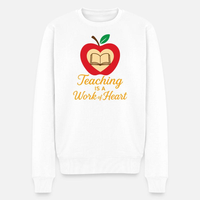 Apple Heart and Book – Lehren - Männer Premium Bio Pullover - Weiß