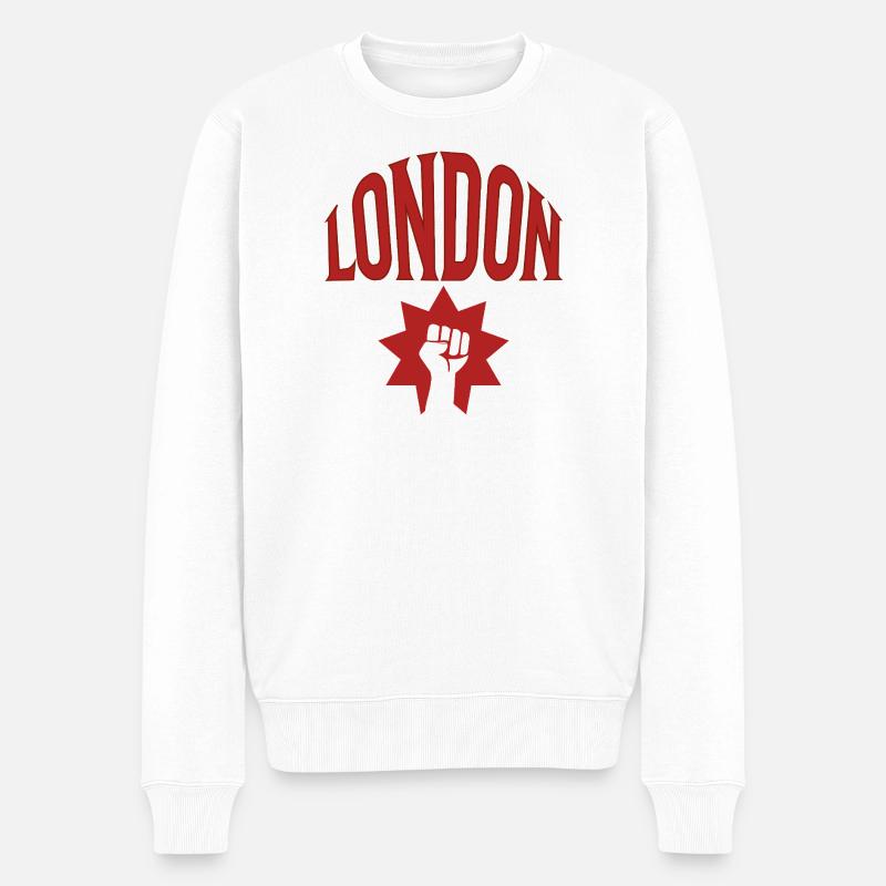 London - Männer Premium Bio Pullover - Weiß