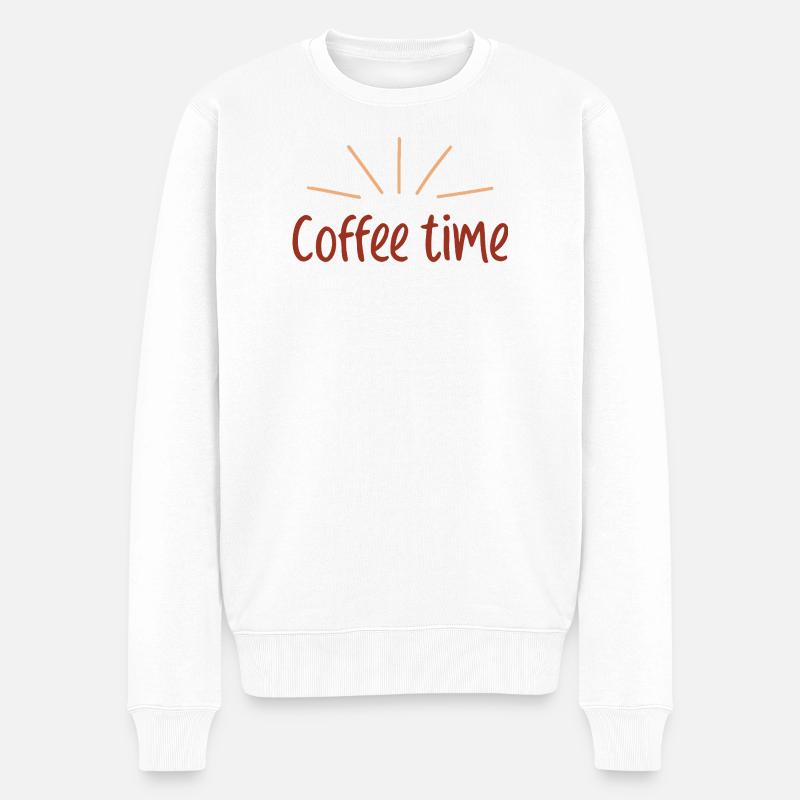Retro Sunshine Time Kaffee - Männer Premium Bio Pullover - Weiß
