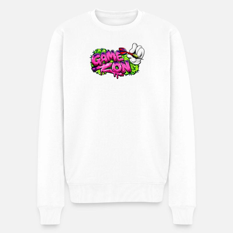 Fléchettes, fléchettes, jeu sur le graffiti - Pull Premium bio Homme - blanc