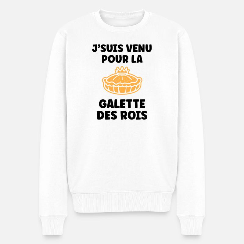 Humor galette des rois - Männer Premium Bio Pullover - Weiß