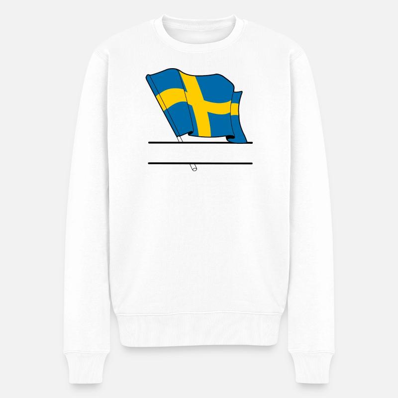 Drapeau de SUÈDE – Texte personnalisé - Pull Premium bio Homme - blanc