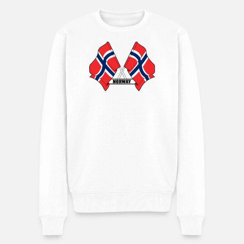 Norwegen-Kreuzflaggen - Männer Premium Bio Pullover - Weiß