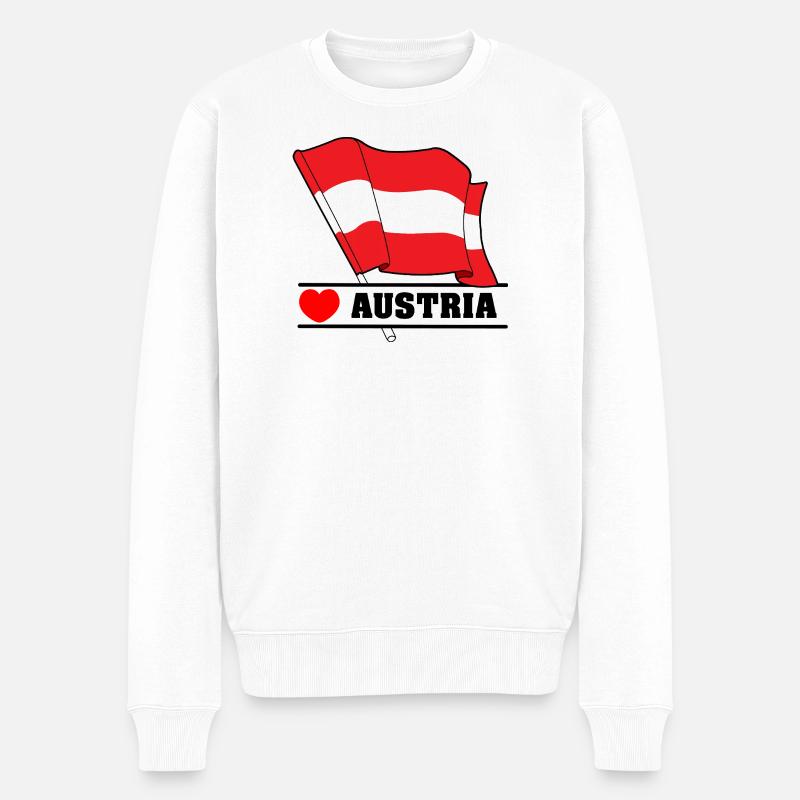 Österreichische Flagge mit Herz - Männer Premium Bio Pullover - Weiß