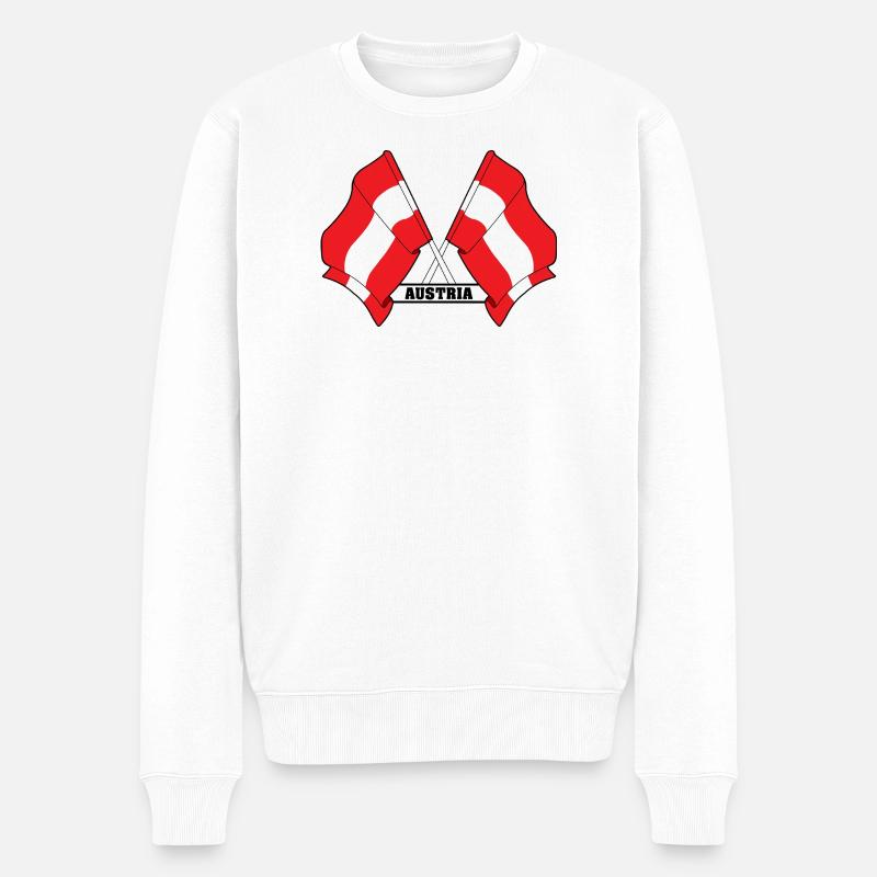 Les drapeaux croisés de l’Autriche - Pull Premium bio Homme - blanc