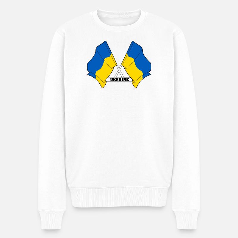 Ukraine - Männer Premium Bio Pullover - Weiß