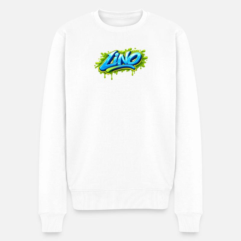 GRAFFITI-NAME LINO FÜR PERFEKTES GESCHENK DRUCKBAR - Männer Premium Bio Pullover - Weiß