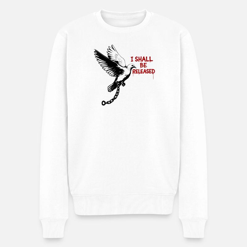 Taube der Befreiung mit Kette - Männer Premium Bio Pullover - Weiß